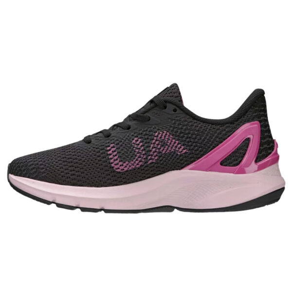 Tênis under armour charged prompt se corrida preto e rosa