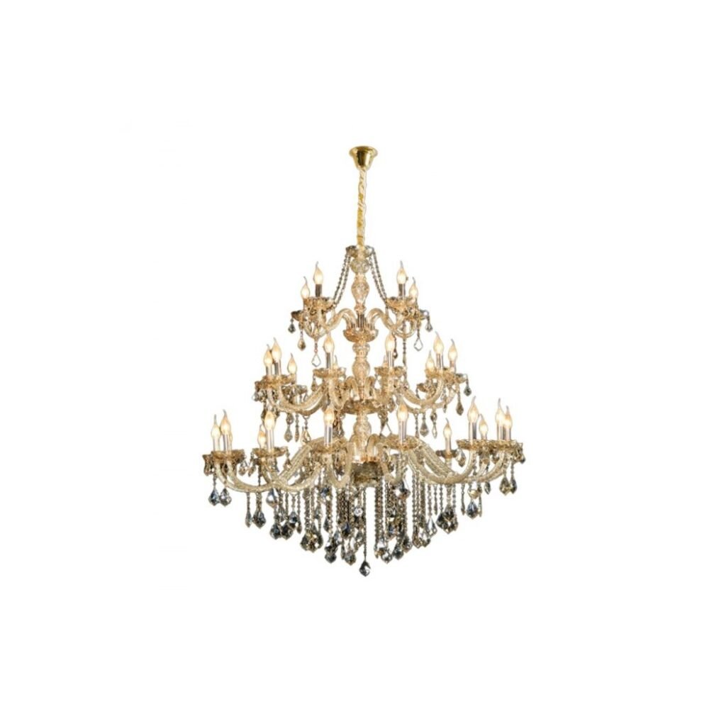 LUSTRE MARIA THEREZA METAL, CRISTAL E VIDRO CHAMPANHE E DOURADO • Exoticus